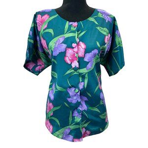 VINTAGE 90s-Y2K Thai Silk Floral Top